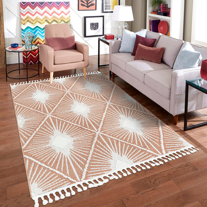 Sahara Chic Collection Area Rug - Marrakech Rectangle Rust Red  lifestyle 56