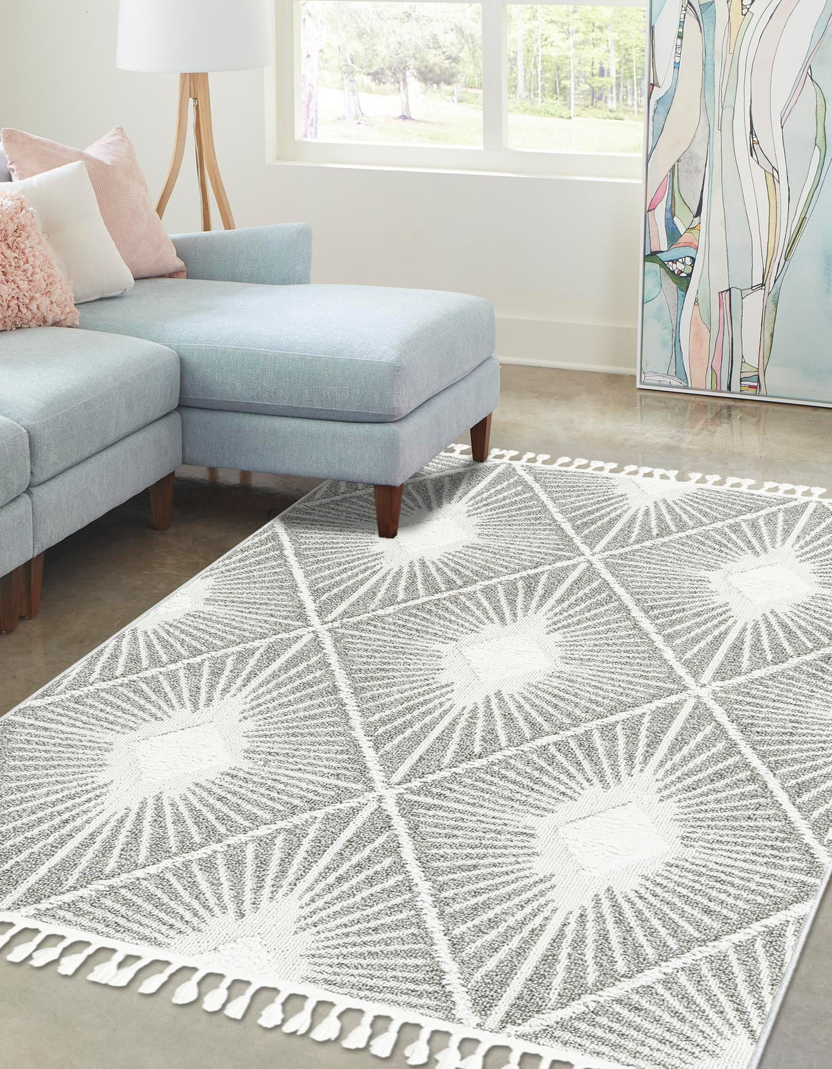 Sahara Chic Collection Area Rug - Marrakech Rectangle Gray Ivory  lifestyle 4