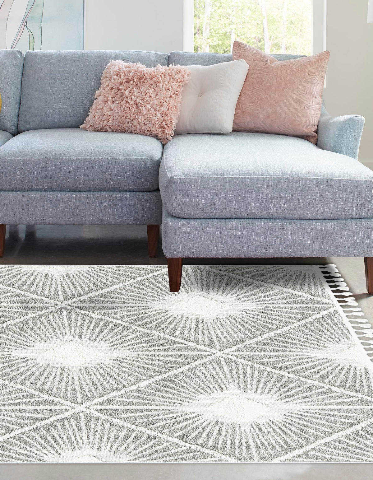 Sahara Chic Collection Area Rug - Marrakech Rectangle Gray Ivory  lifestyle 6