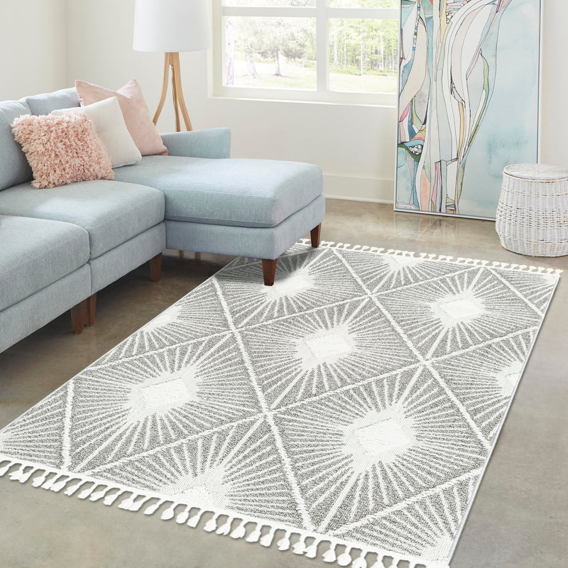 Sahara Chic Collection Area Rug - Marrakech Rectangle Gray Ivory  lifestyle 38