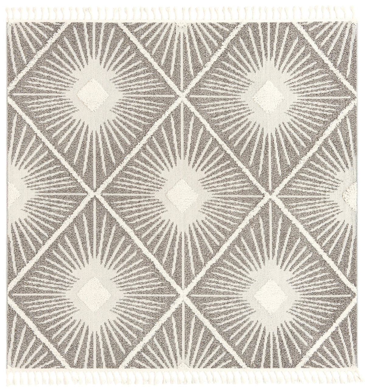 Sahara Chic Collection Area Rug - Marrakech Square Ivory and Gray  lifestyle 73