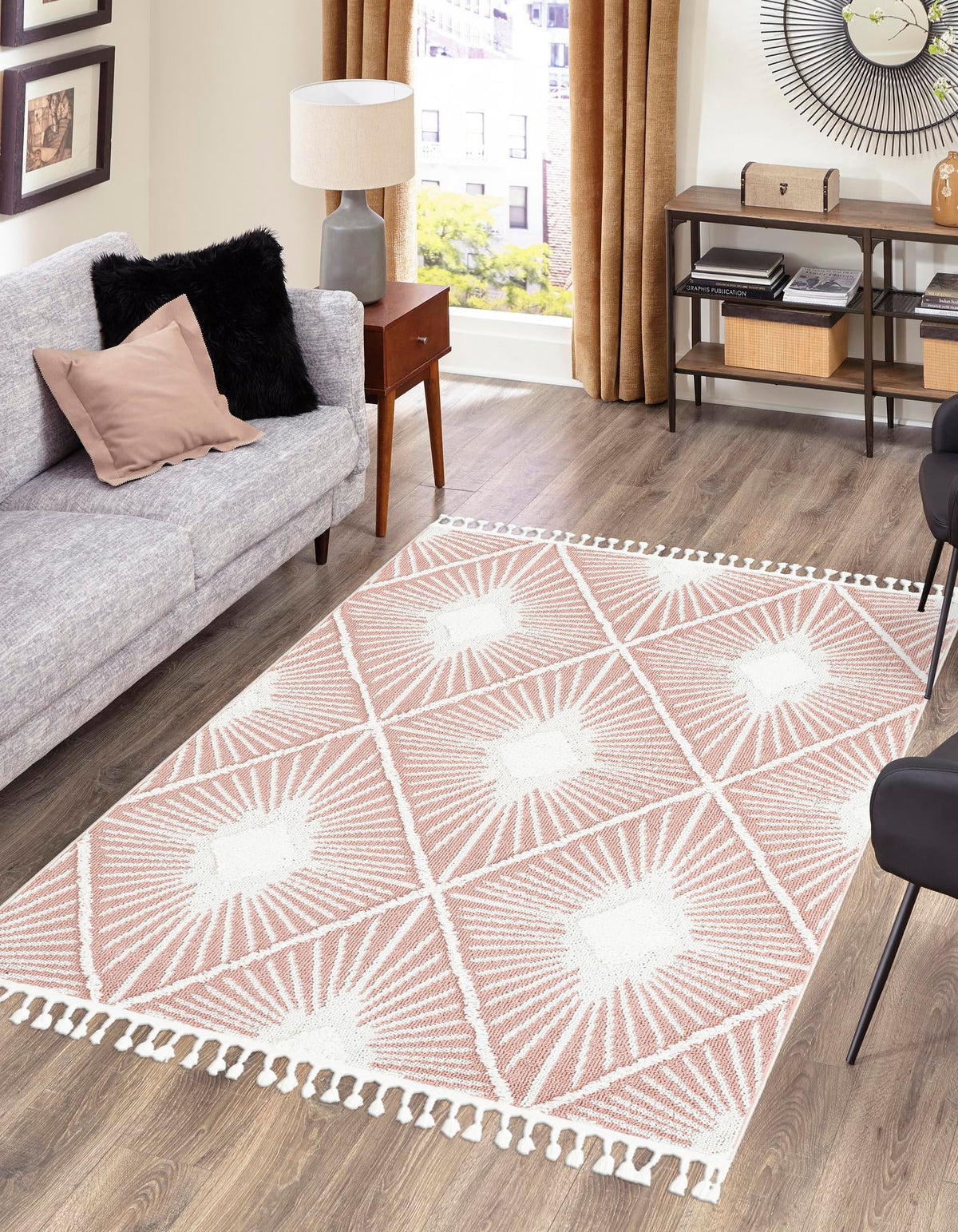 Sahara Chic Collection Area Rug - Marrakech Rectangle Pink  lifestyle 5