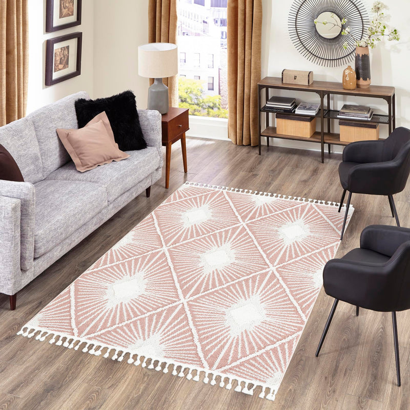 Sahara Chic Collection Area Rug - Marrakech Rectangle Pink  lifestyle 39