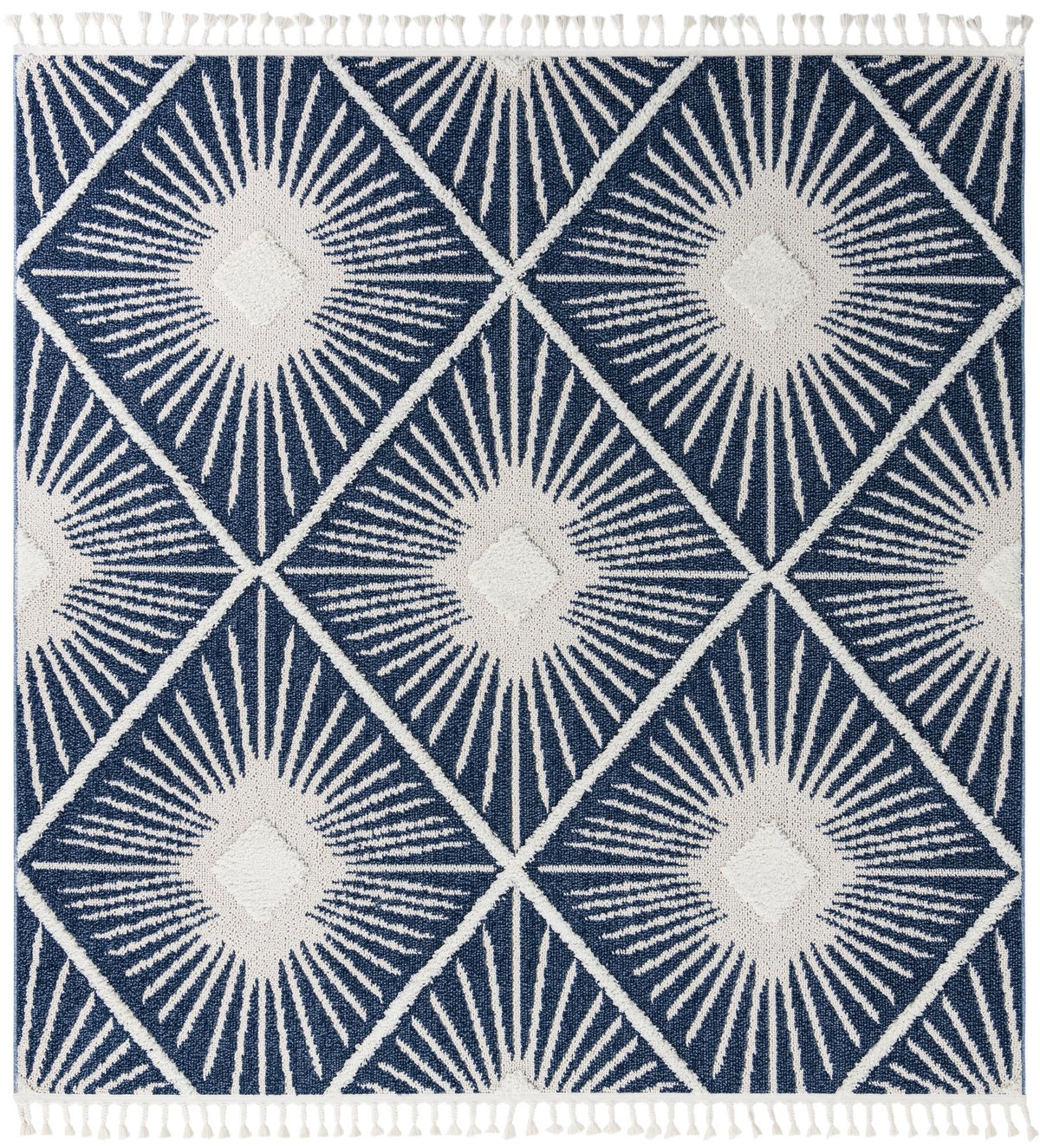 Sahara Chic Collection Area Rug - Marrakech Square Blue  lifestyle 47