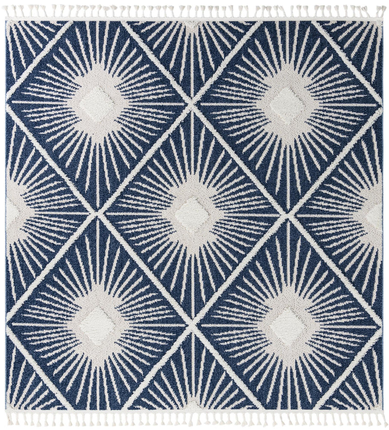 Sahara Chic Collection Area Rug - Marrakech Square Blue  lifestyle 47