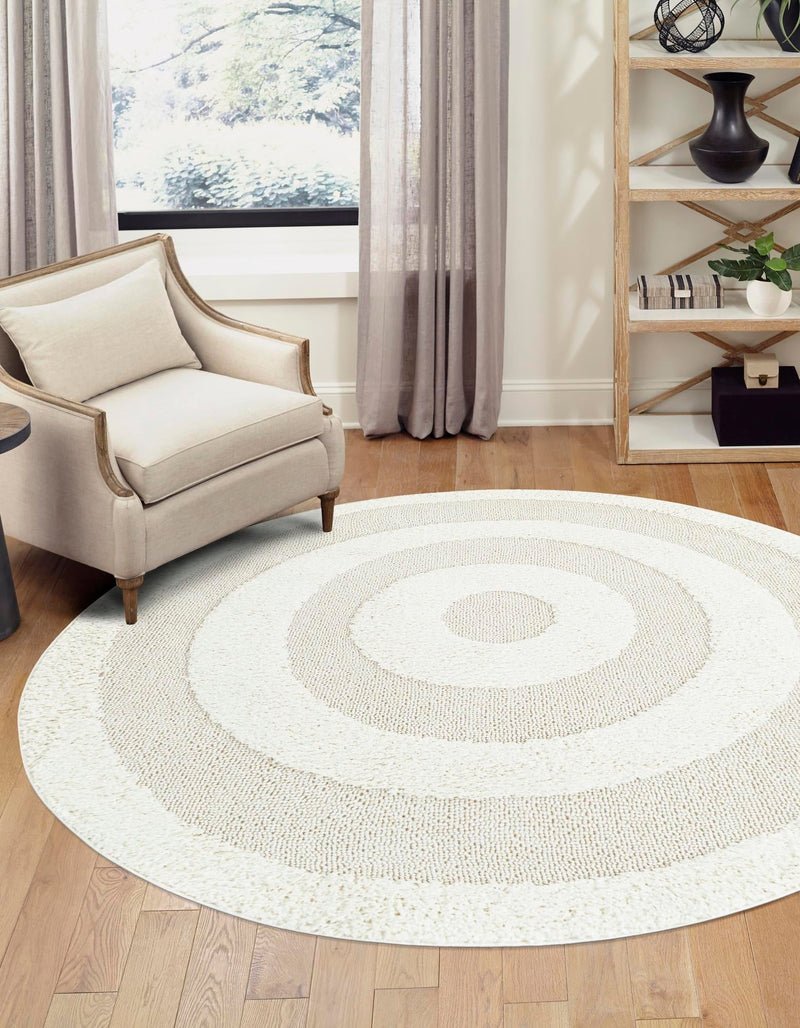 Sahara Chic Collection Area Rug -  Casablanca Round Ivory  lifestyle 43