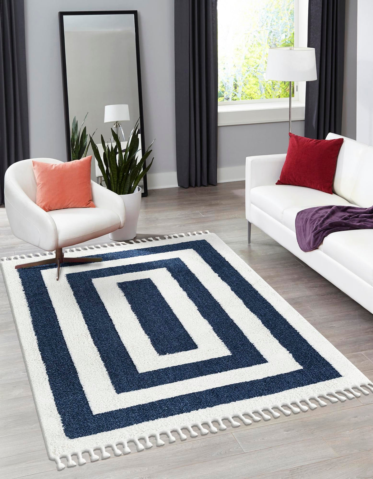 Sahara Chic Collection Area Rug -  Casablanca Rectangle Blue  lifestyle 7