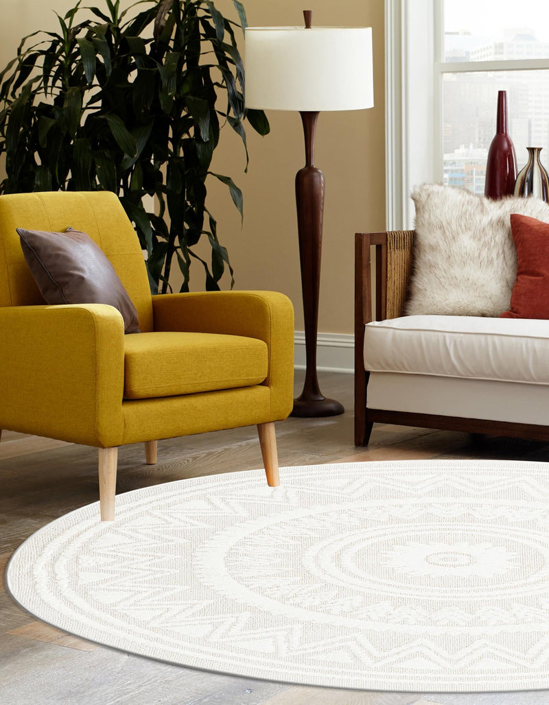Sahara Chic Collection Area Rug -  Tangier Round Ivory  lifestyle 82