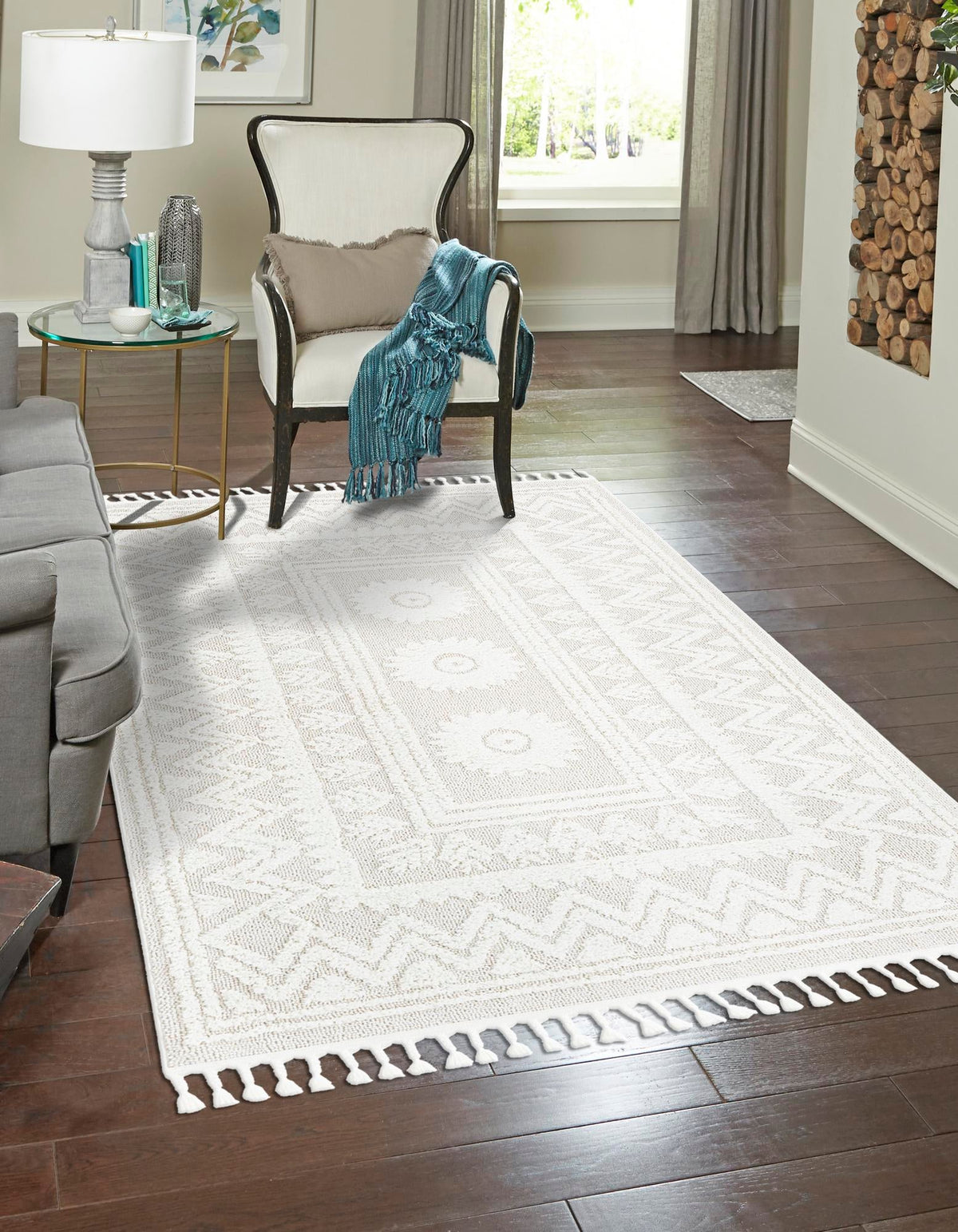 Sahara Chic Collection Area Rug -  Tangier Rectangle Ivory  lifestyle 8