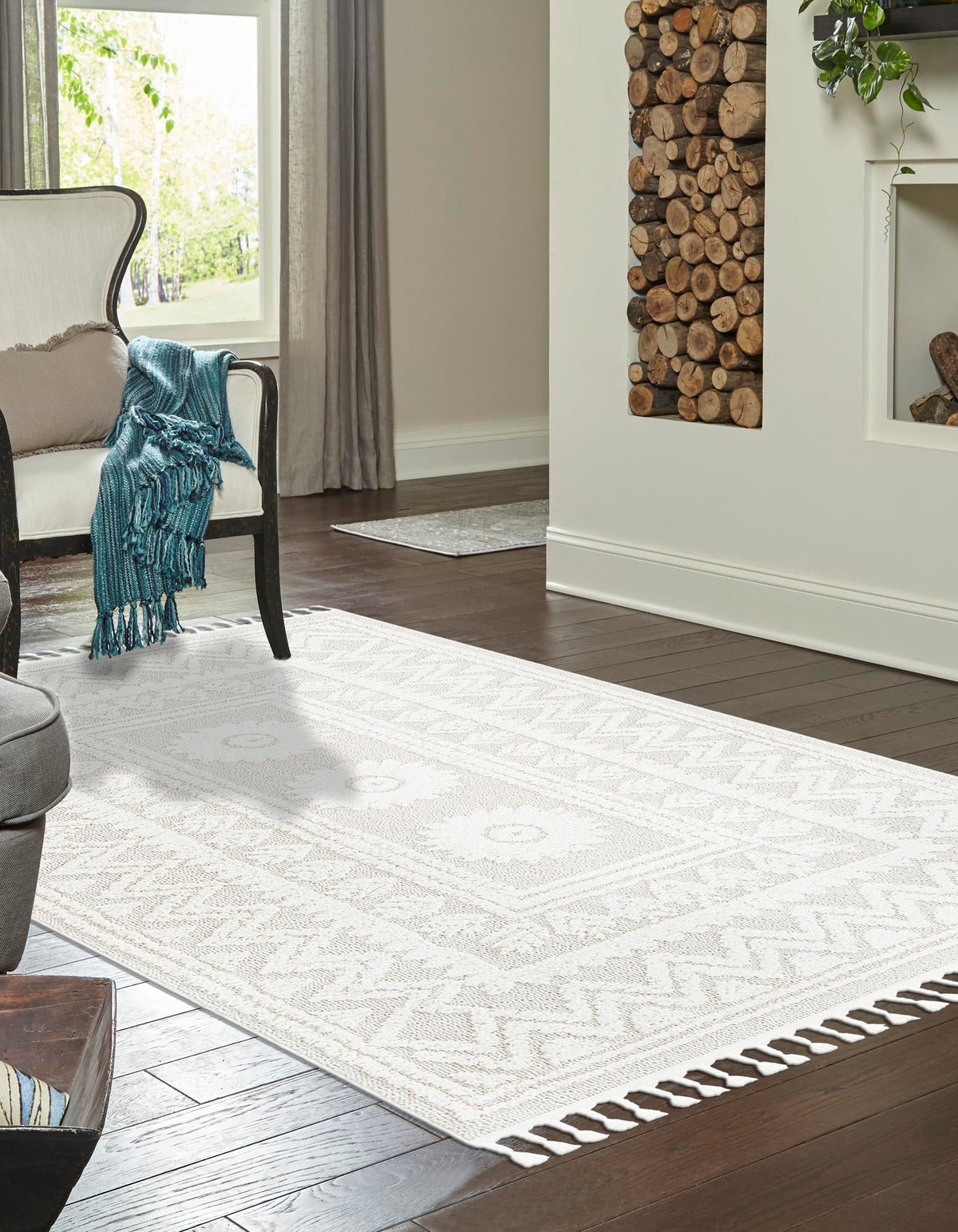 Sahara Chic Collection Area Rug -  Tangier Rectangle Ivory  lifestyle 12