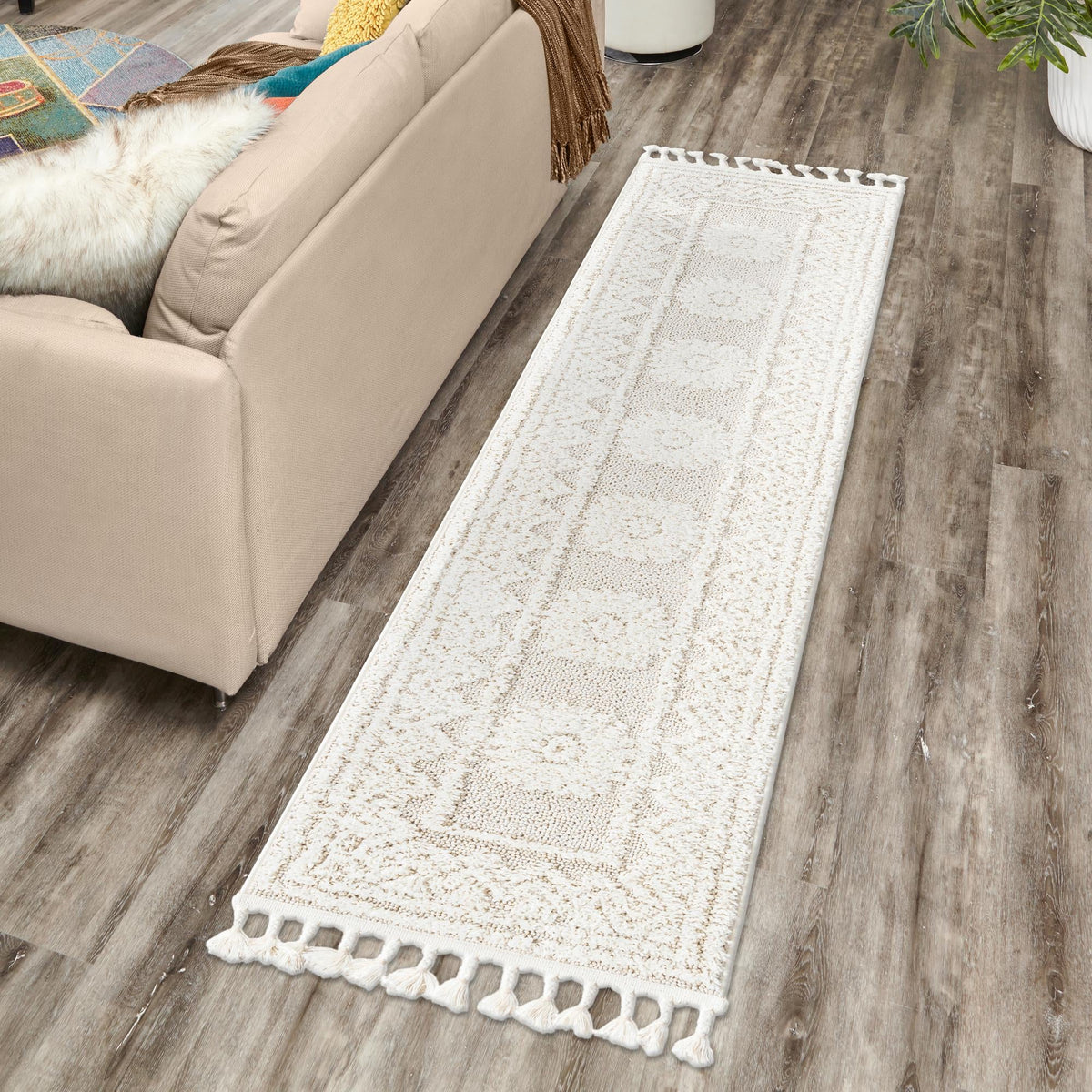 Sahara Chic Collection Area Rug -  Tangier Runner Ivory  lifestyle 171