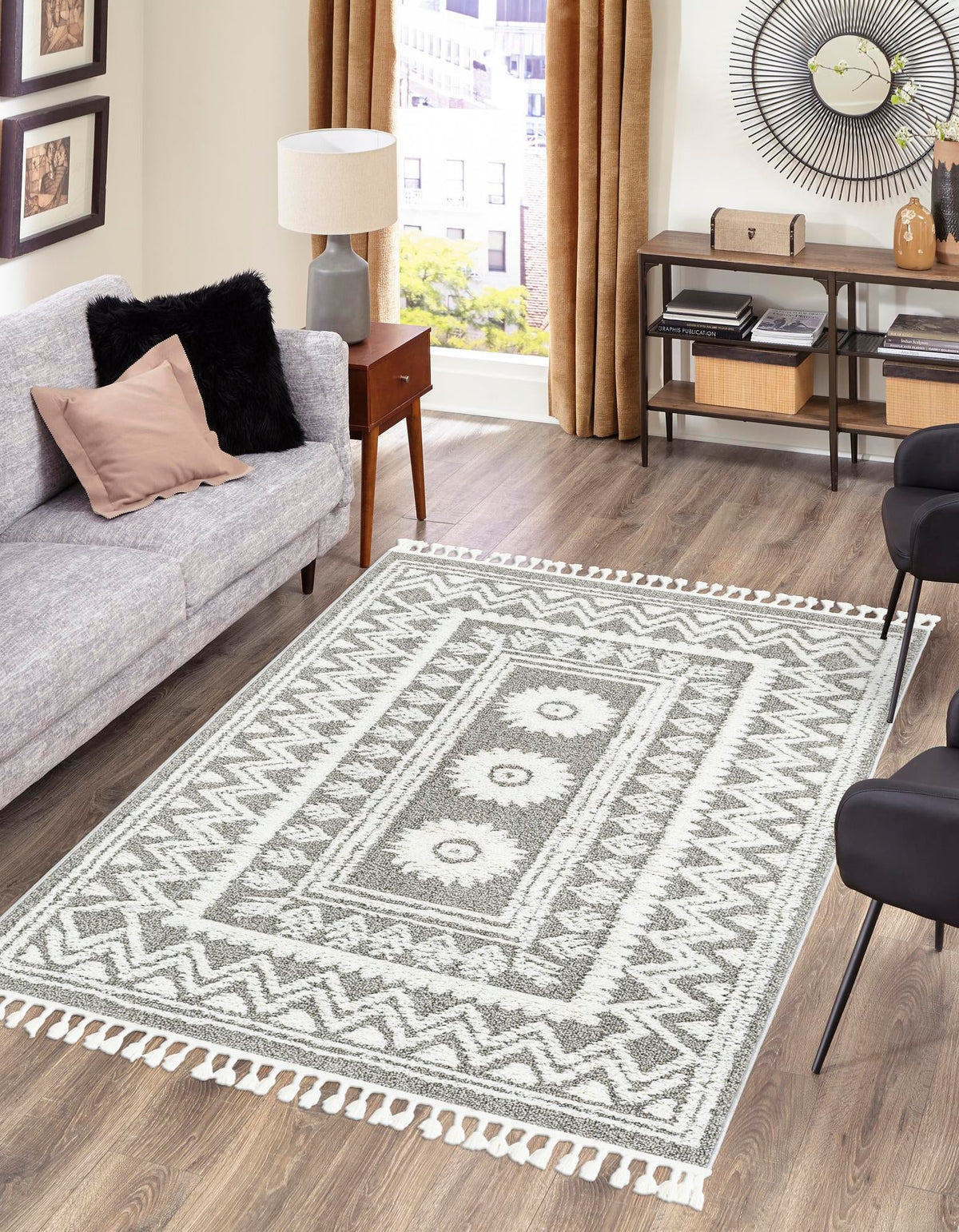 Sahara Chic Collection Area Rug -  Tangier Rectangle Gray  lifestyle 6
