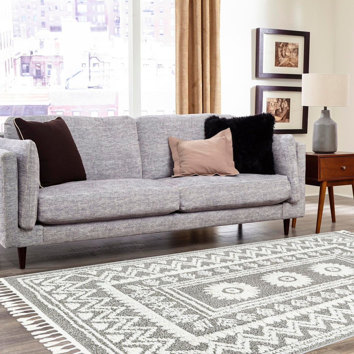 Sahara Chic Collection Area Rug -  Tangier Rectangle Gray  lifestyle 58