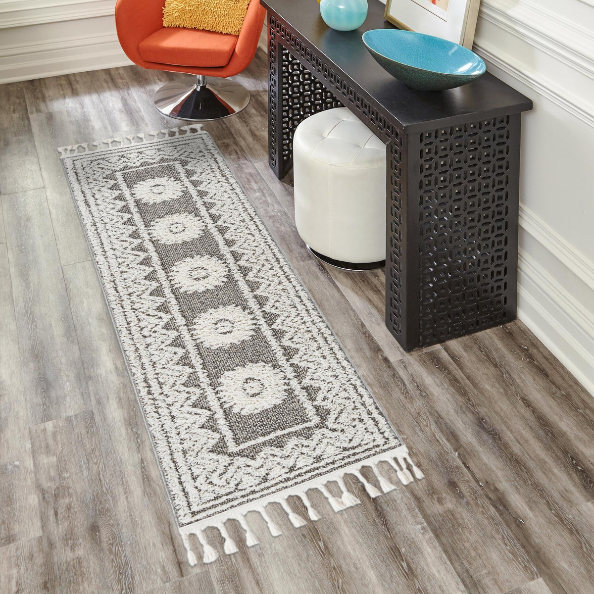 Sahara Chic Collection Area Rug -  Tangier Runner Gray  lifestyle 166