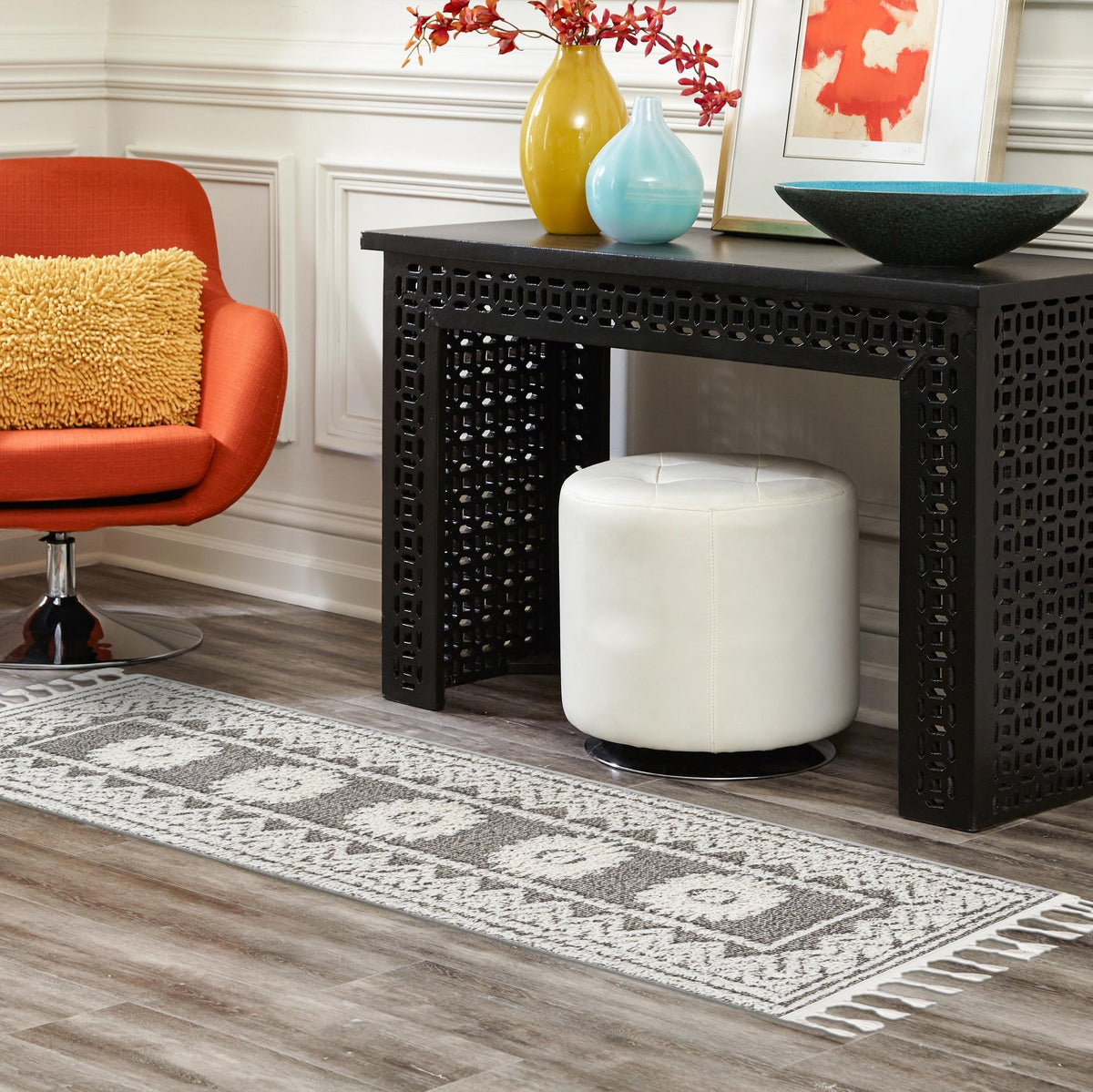 Sahara Chic Collection Area Rug -  Tangier Runner Gray  lifestyle 174
