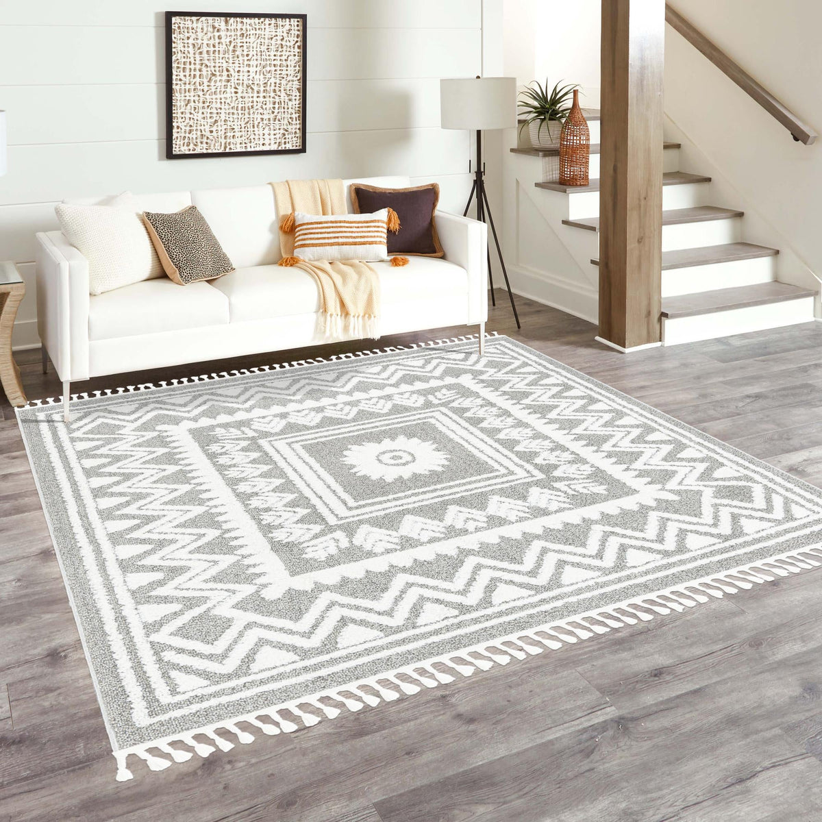 Sahara Chic Collection Area Rug -  Tangier Square Gray  lifestyle 167