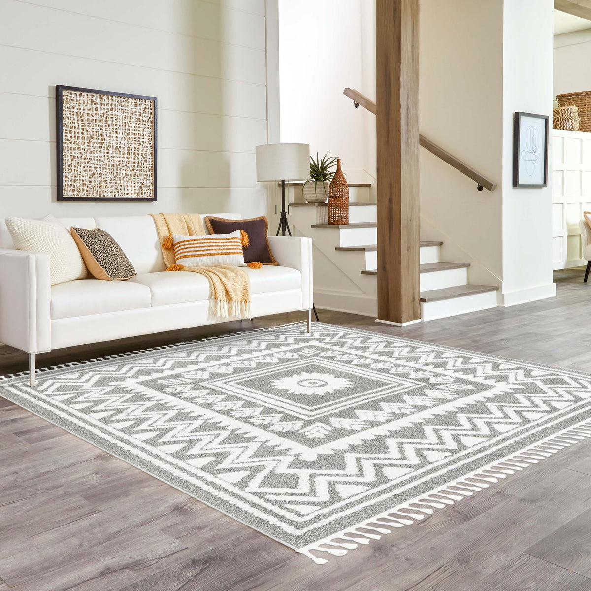 Sahara Chic Collection Area Rug -  Tangier Square Gray  lifestyle 175