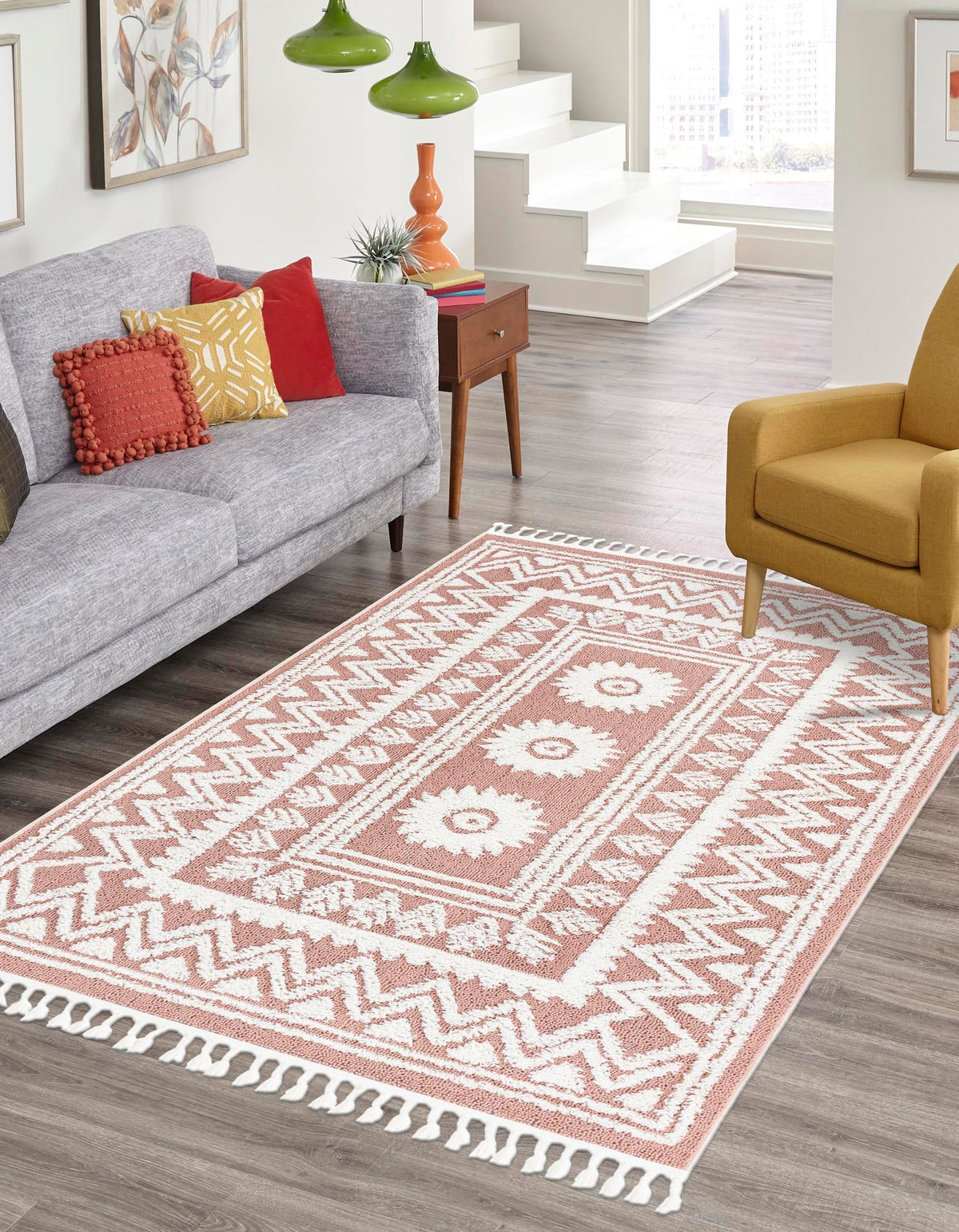 Sahara Chic Collection Area Rug -  Tangier Rectangle Pink  lifestyle 5