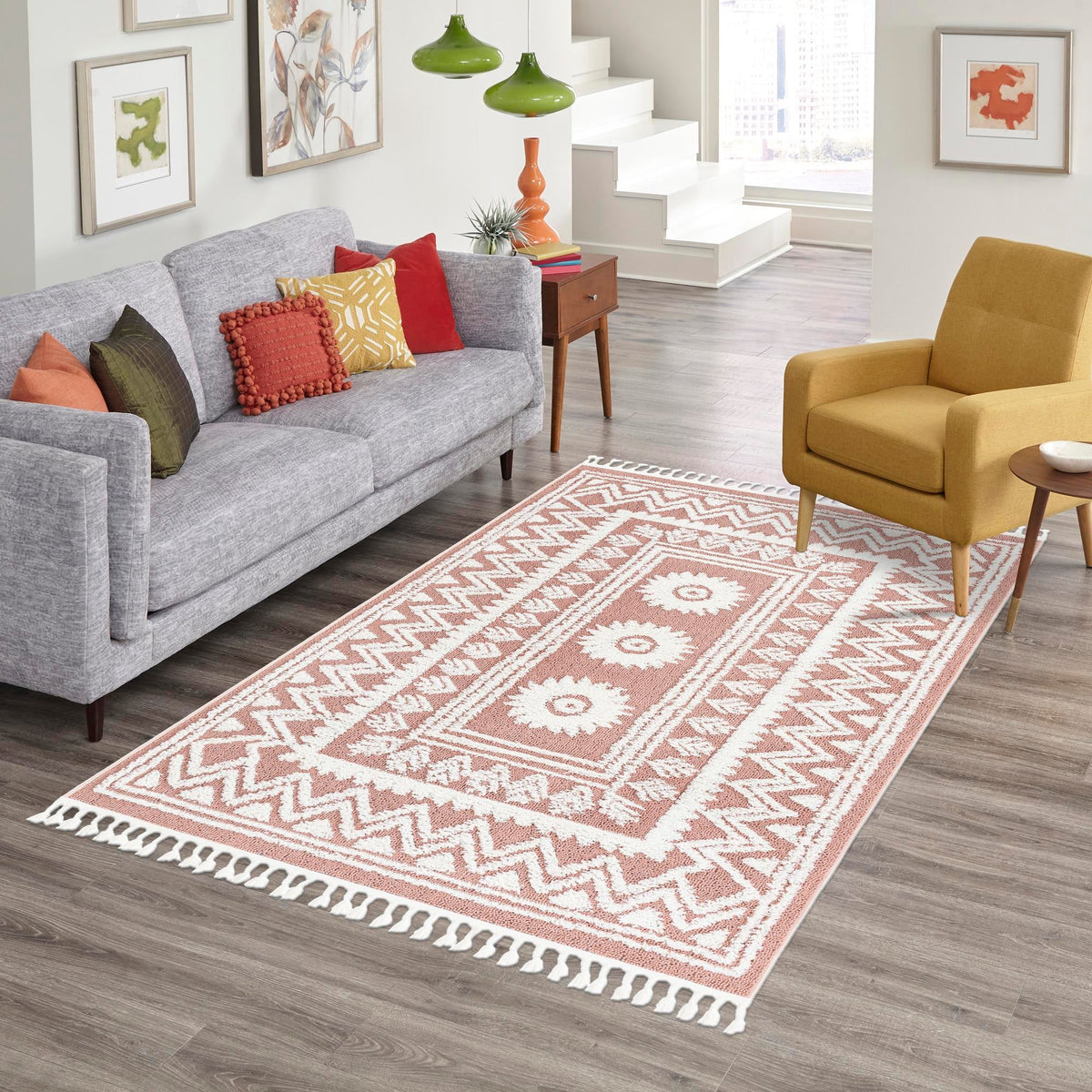 Sahara Chic Collection Area Rug -  Tangier Rectangle Pink  lifestyle 53