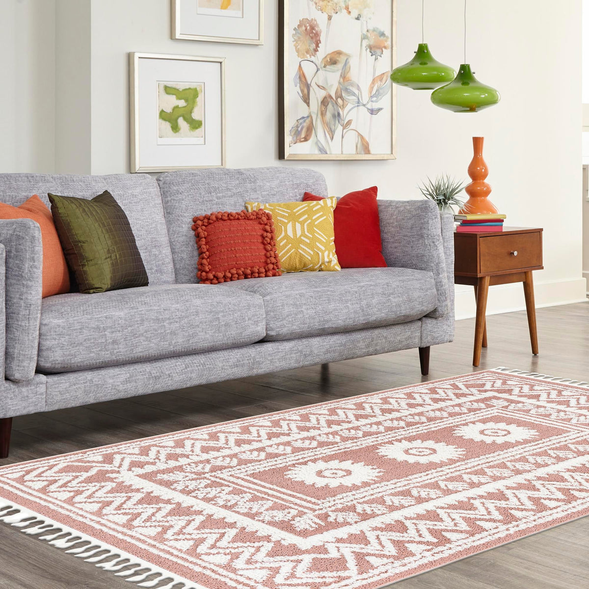 Sahara Chic Collection Area Rug -  Tangier Rectangle Pink  lifestyle 57
