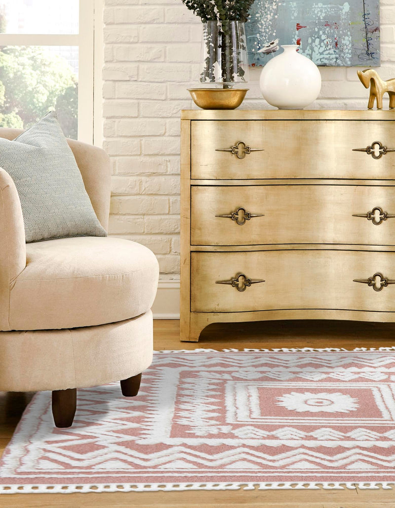 Sahara Chic Collection Area Rug -  Tangier Square Pink  lifestyle 92