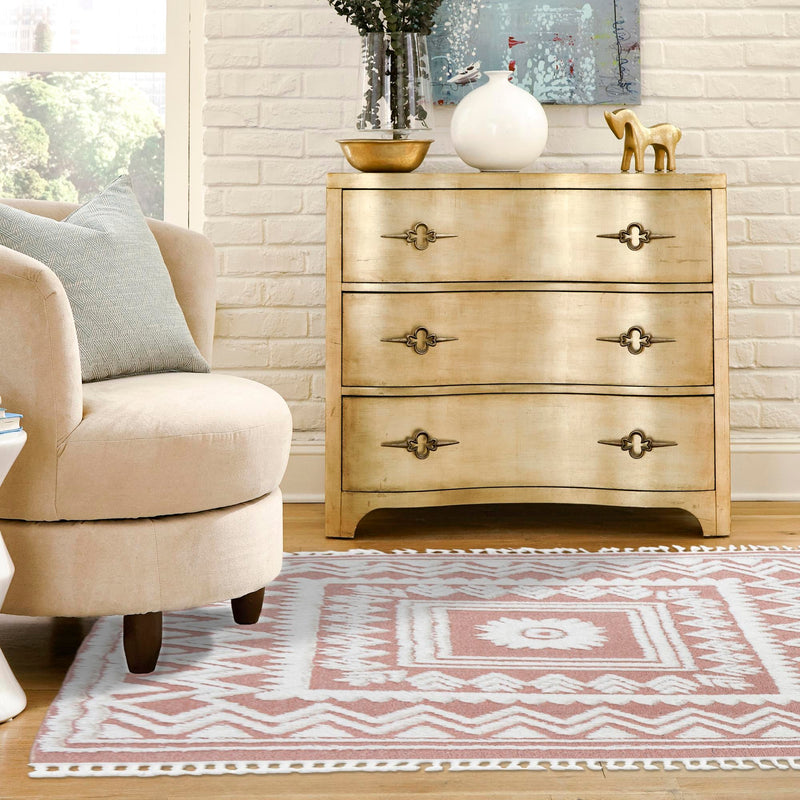 Sahara Chic Collection Area Rug -  Tangier Square Pink  lifestyle 125