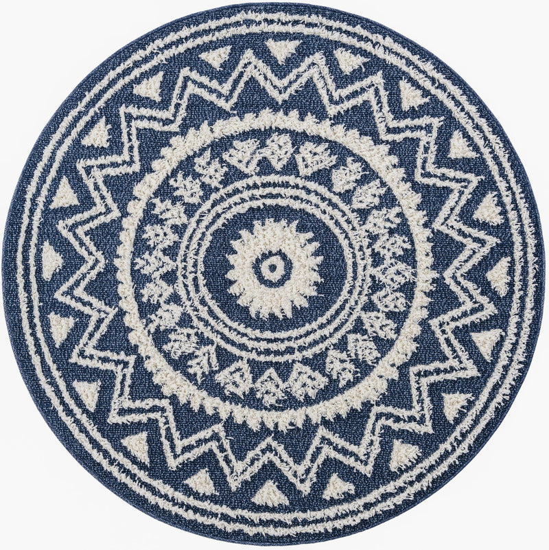 Sahara Chic Collection Area Rug -  Tangier Round Blue  lifestyle 65