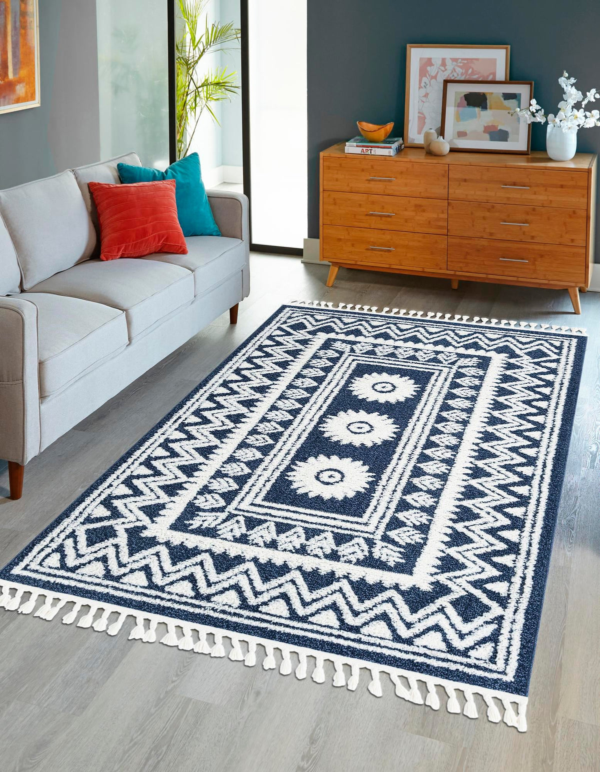 Sahara Chic Collection Area Rug -  Tangier Rectangle Blue  lifestyle 7