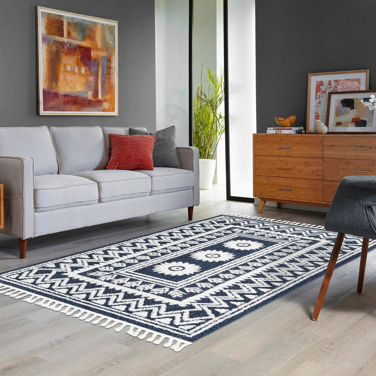 Sahara Chic Collection Area Rug -  Tangier Rectangle Blue  lifestyle 59