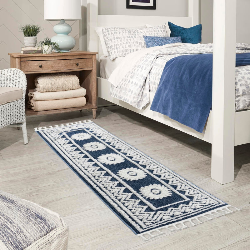 Sahara Chic Collection Area Rug -  Tangier Runner Blue  lifestyle 176