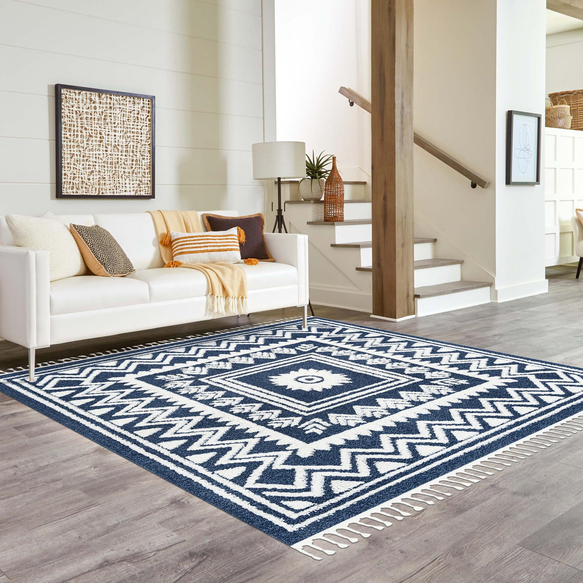 Sahara Chic Collection Area Rug -  Tangier Square Blue  lifestyle 126