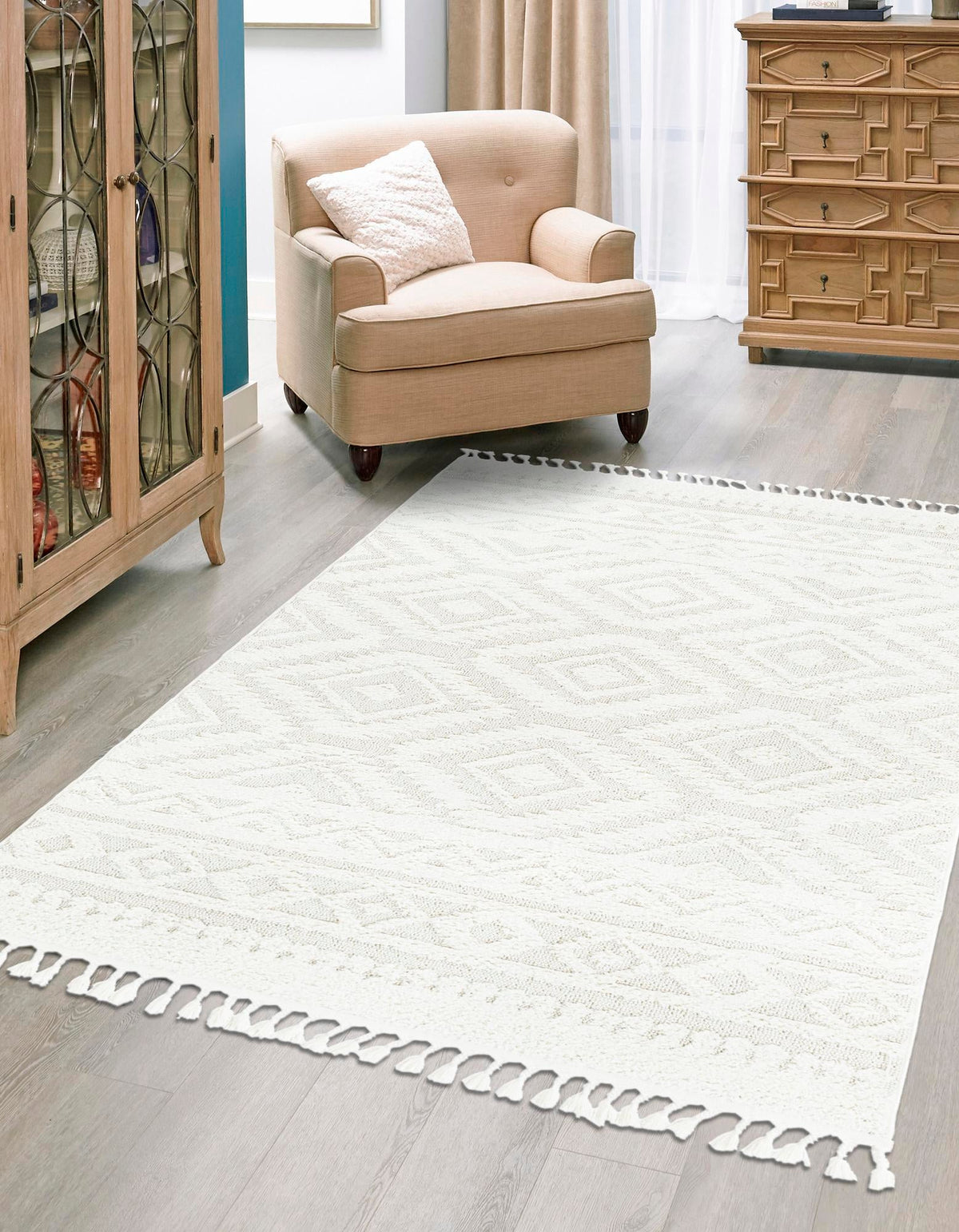 Sahara Chic Collection Area Rug -  Fez Rectangle Ivory  lifestyle 10