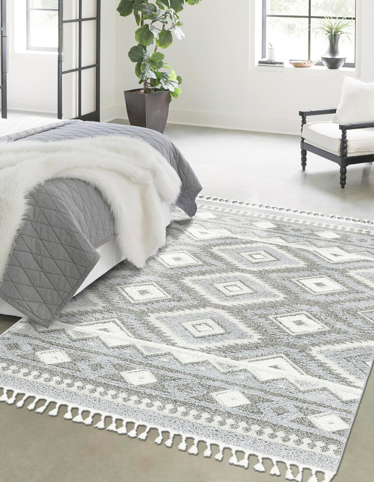 Sahara Chic Collection Area Rug -  Fez Rectangle Gray  lifestyle 8