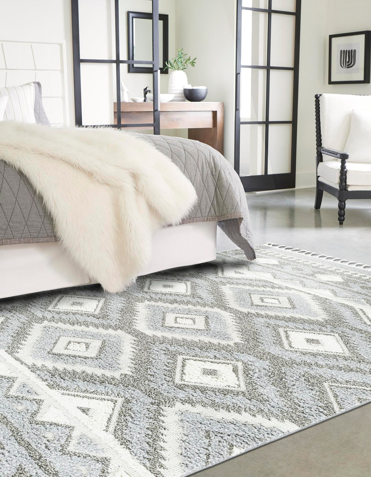 Sahara Chic Collection Area Rug -  Fez Rectangle Gray  lifestyle 13