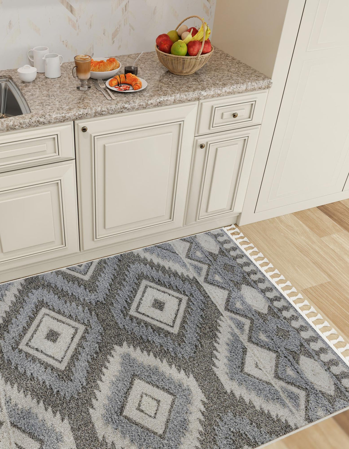 Sahara Chic Collection Area Rug -  Fez Square Gray  lifestyle 116
