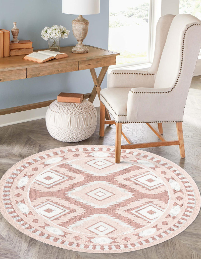 Sahara Chic Collection Area Rug -  Fez Round Pink  lifestyle 90