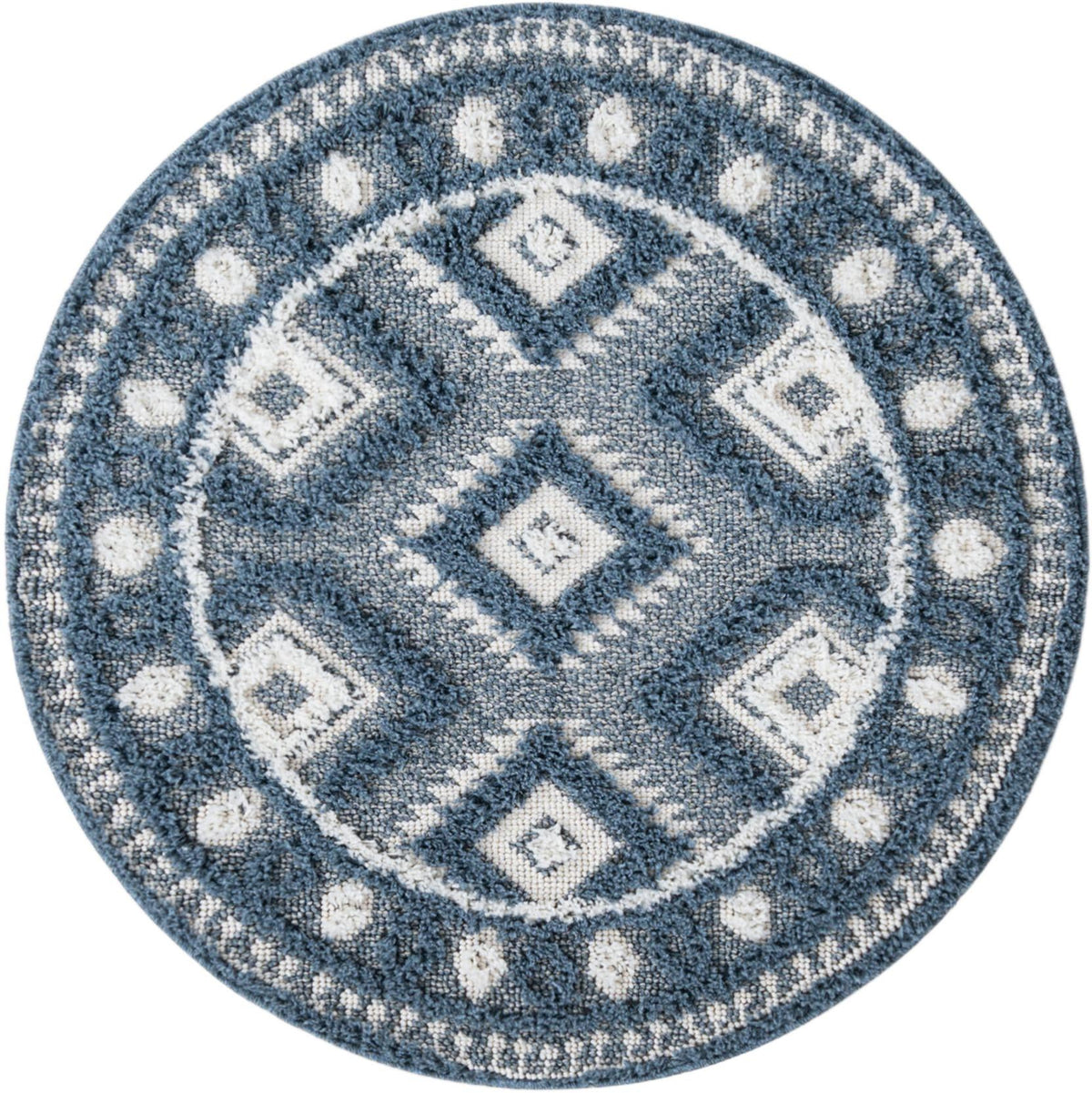 Sahara Chic Collection Area Rug -  Fez Round Blue  lifestyle 58