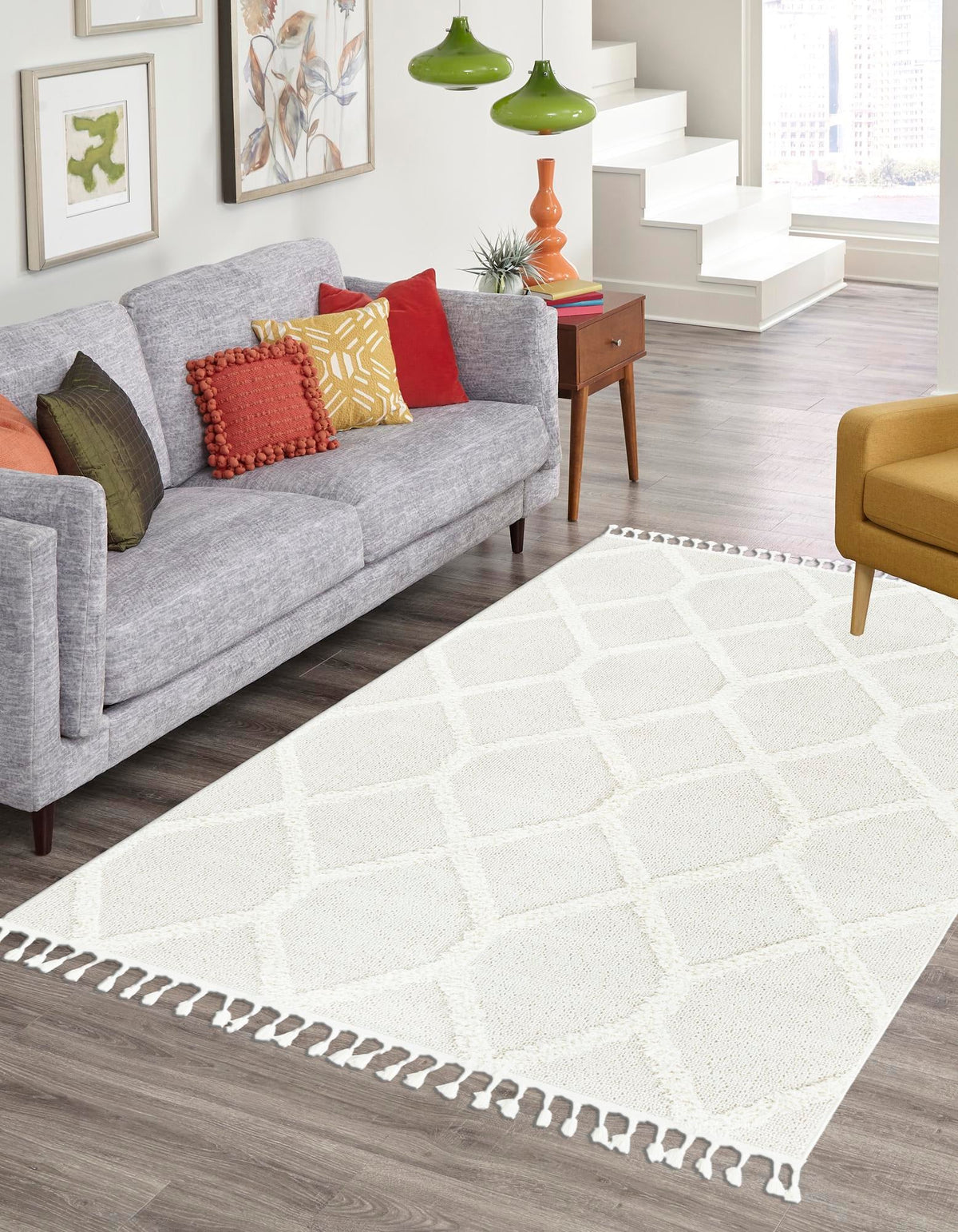 Sahara Chic Collection Area Rug -  Tuareg Rectangle Ivory  lifestyle 8