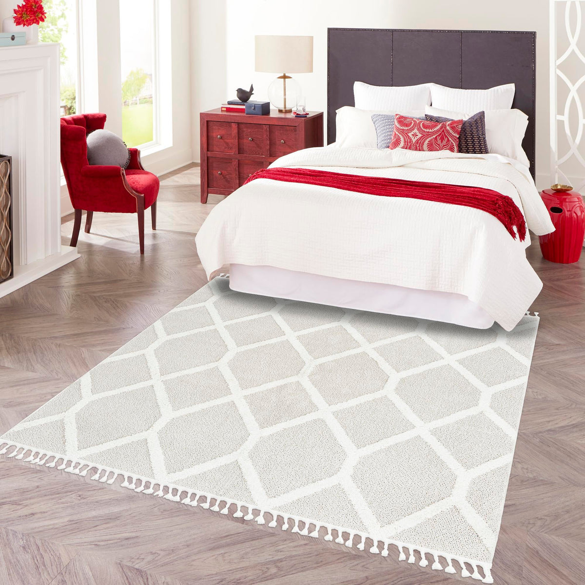 Sahara Chic Collection Area Rug -  Tuareg Square Ivory  lifestyle 110