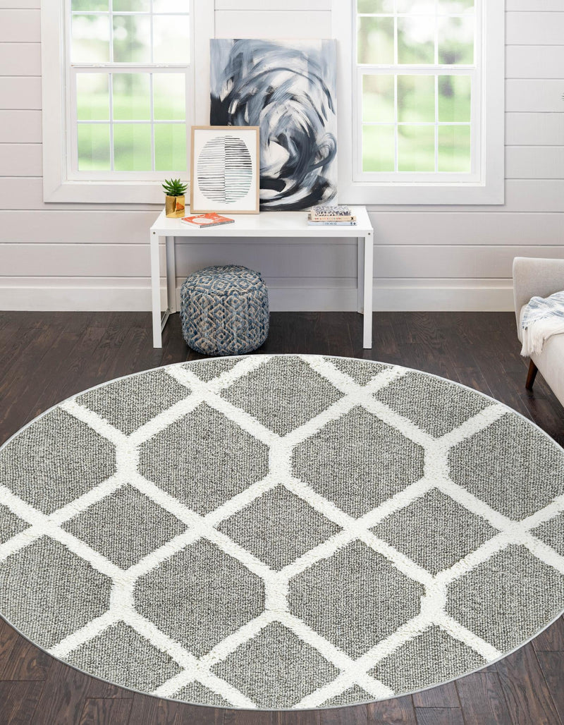 Sahara Chic Collection Area Rug -  Tuareg Round Gray  lifestyle 52