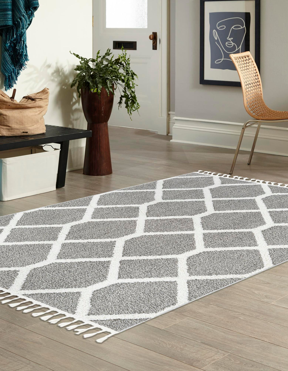Sahara Chic Collection Area Rug -  Tuareg Rectangle Gray  lifestyle 8
