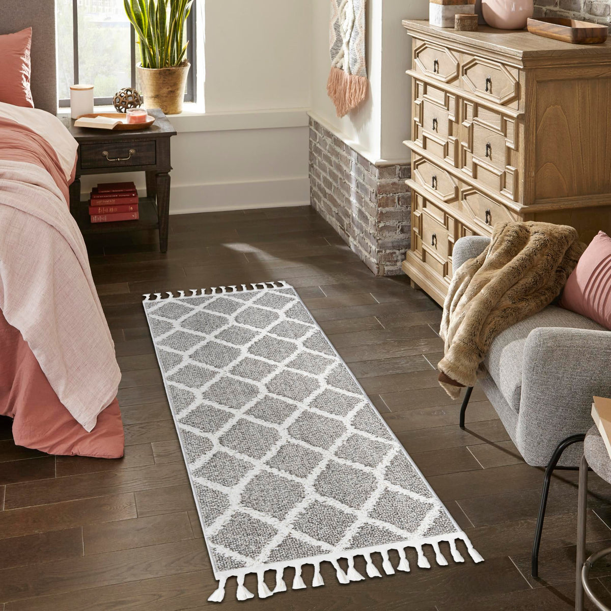 Sahara Chic Collection Area Rug -  Tuareg Runner Gray  lifestyle 111