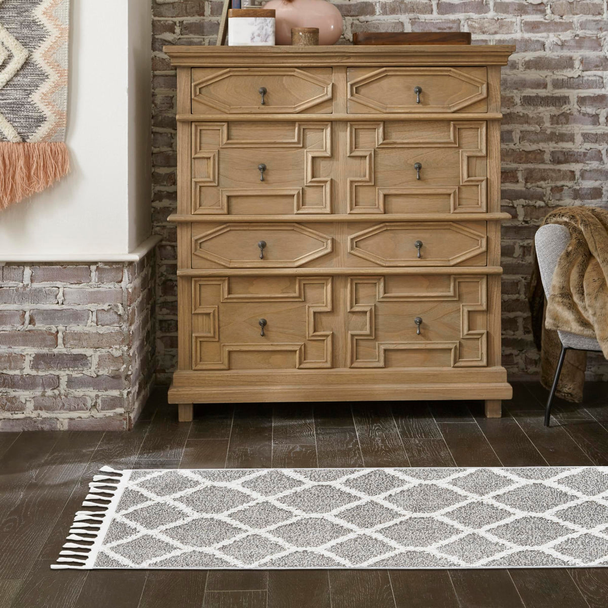Sahara Chic Collection Area Rug -  Tuareg Runner Gray  lifestyle 120