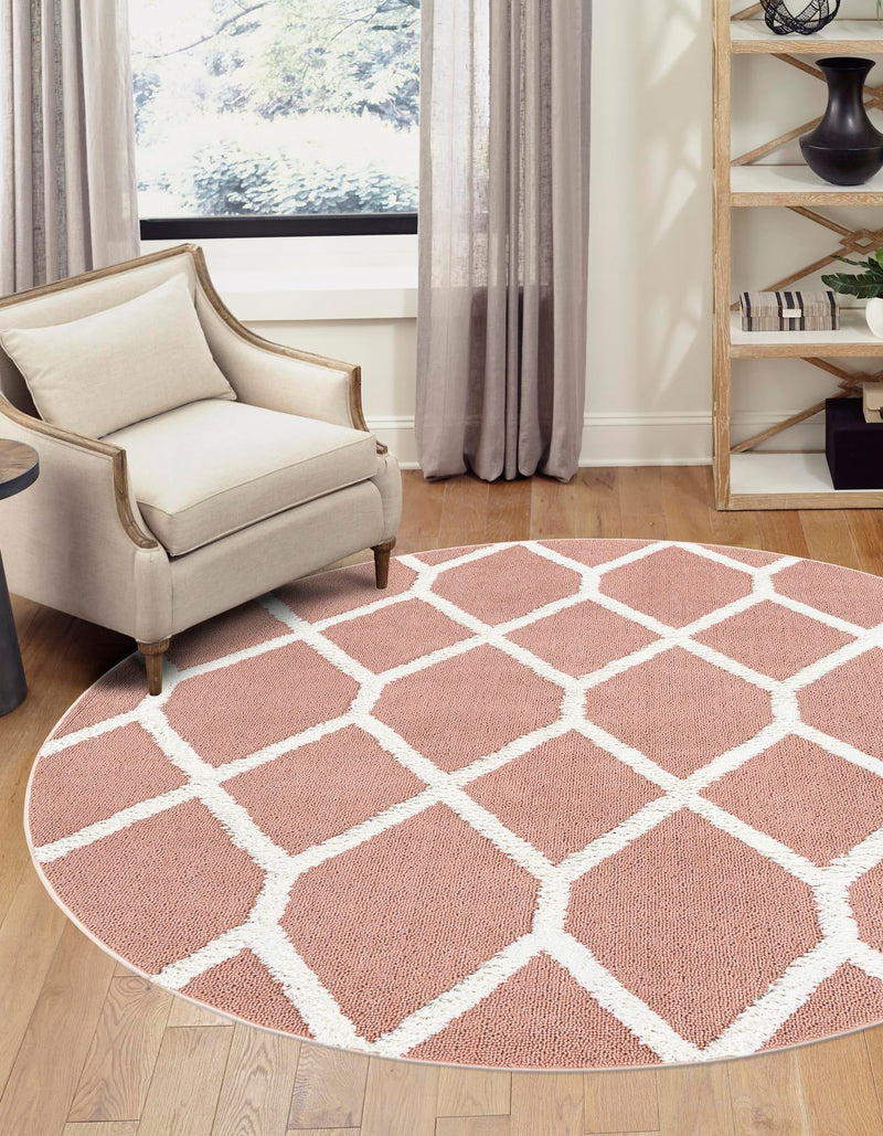 Sahara Chic Collection Area Rug -  Tuareg Round Pink  lifestyle 64
