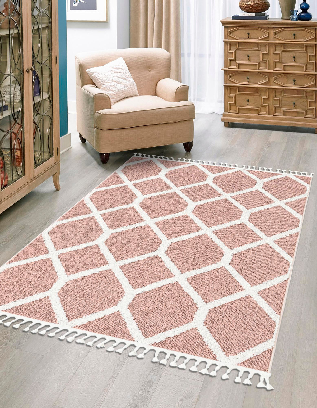 Sahara Chic Collection Area Rug -  Tuareg Rectangle Pink  lifestyle 4