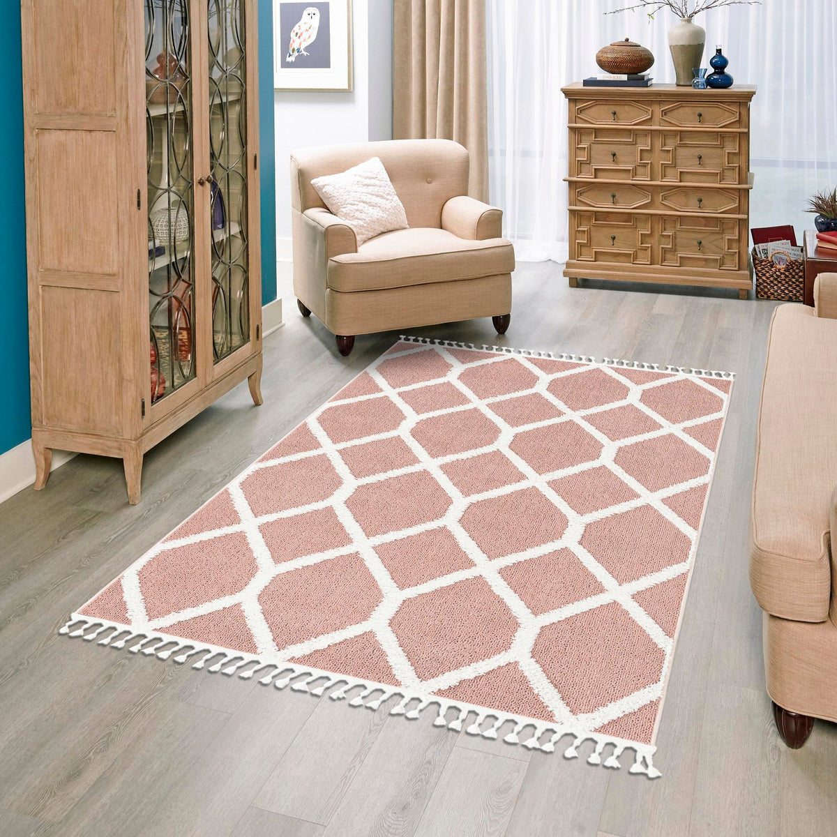 Sahara Chic Collection Area Rug -  Tuareg Rectangle Pink  lifestyle 40
