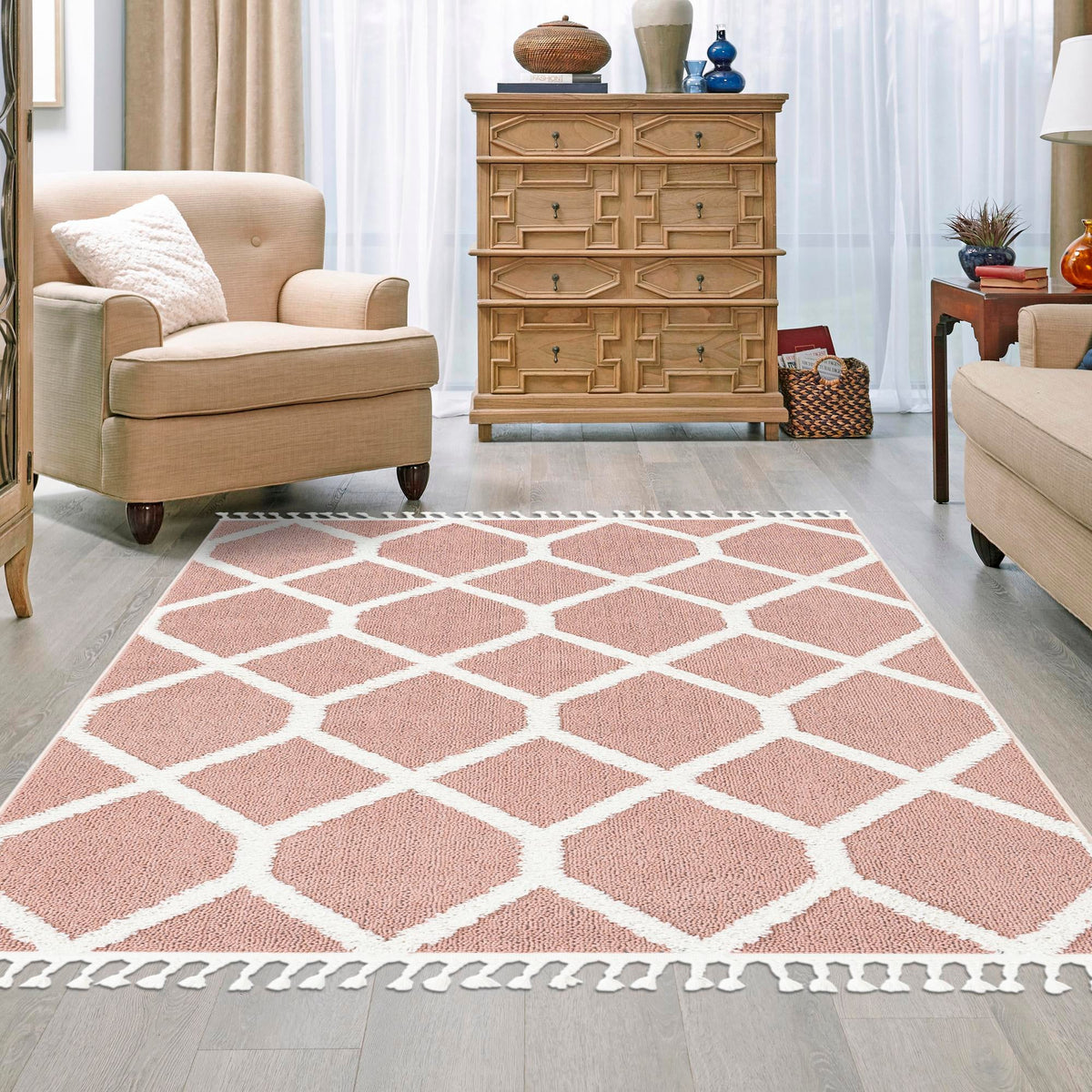 Sahara Chic Collection Area Rug -  Tuareg Rectangle Pink  lifestyle 43