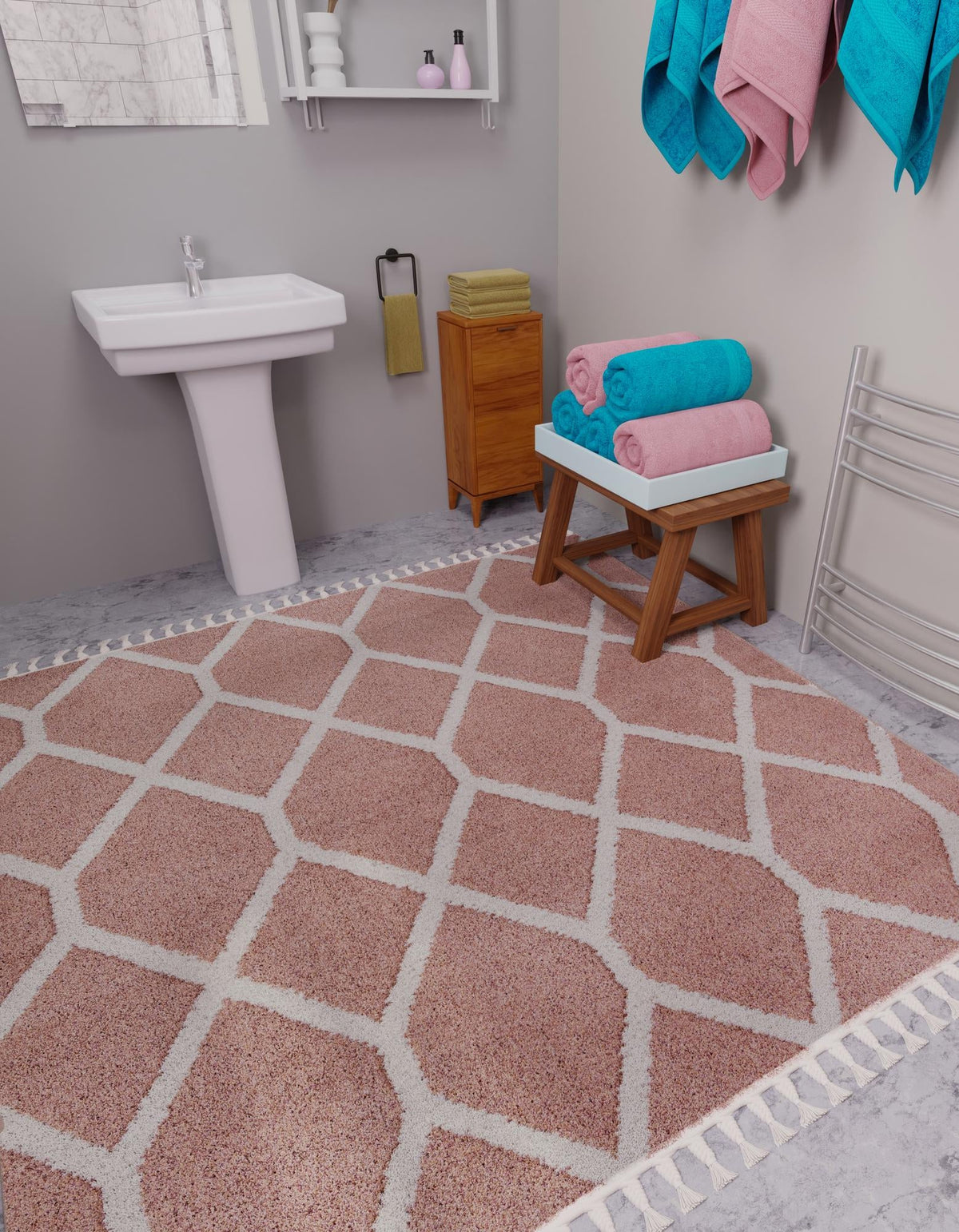 Sahara Chic Collection Area Rug -  Tuareg Square Pink  lifestyle 77