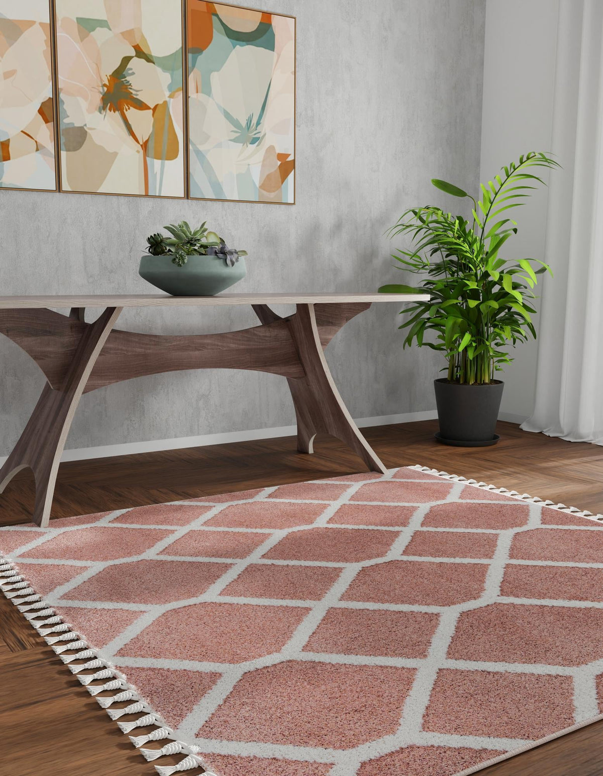 Sahara Chic Collection Area Rug -  Tuareg Square Pink  lifestyle 78