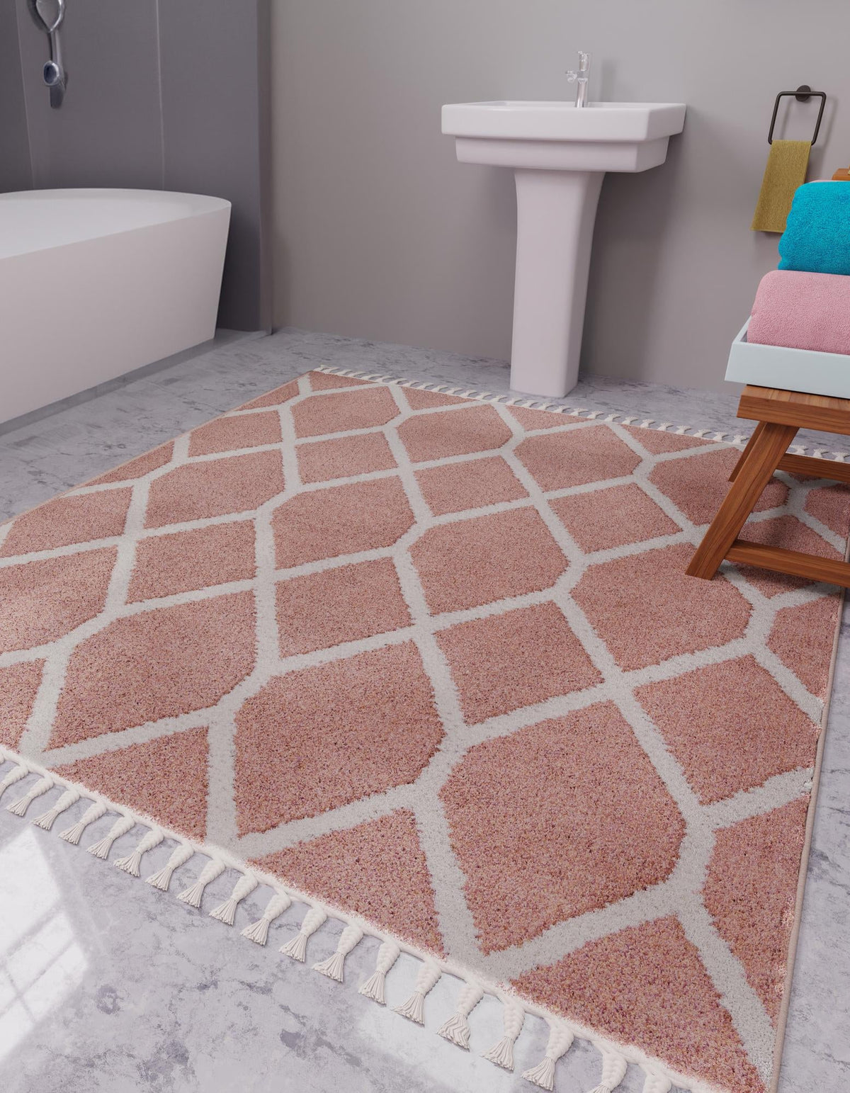 Sahara Chic Collection Area Rug -  Tuareg Square Pink  lifestyle 82